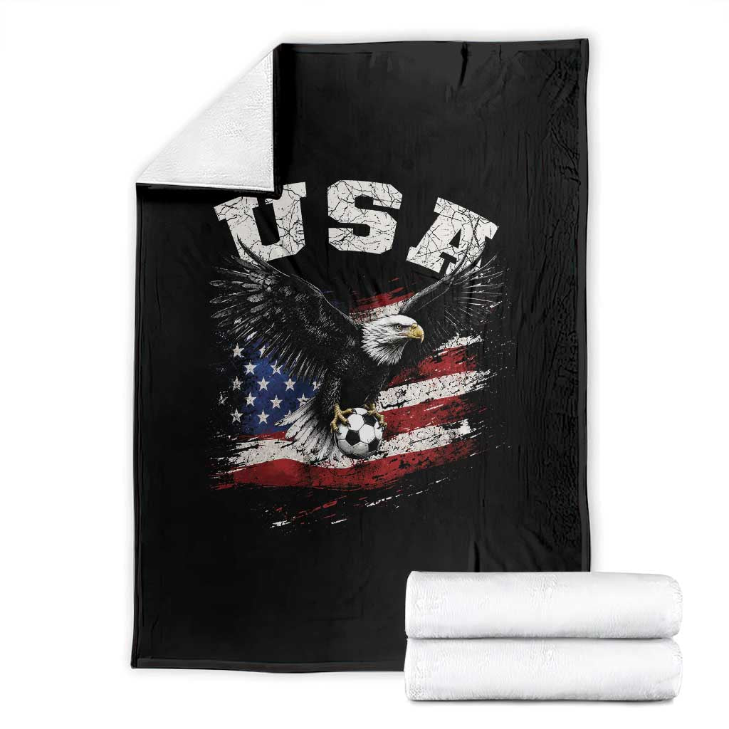 USA Soccer Bald Eagle American Flag Vintage Throw Blanket TS14 Black Print Your Wear