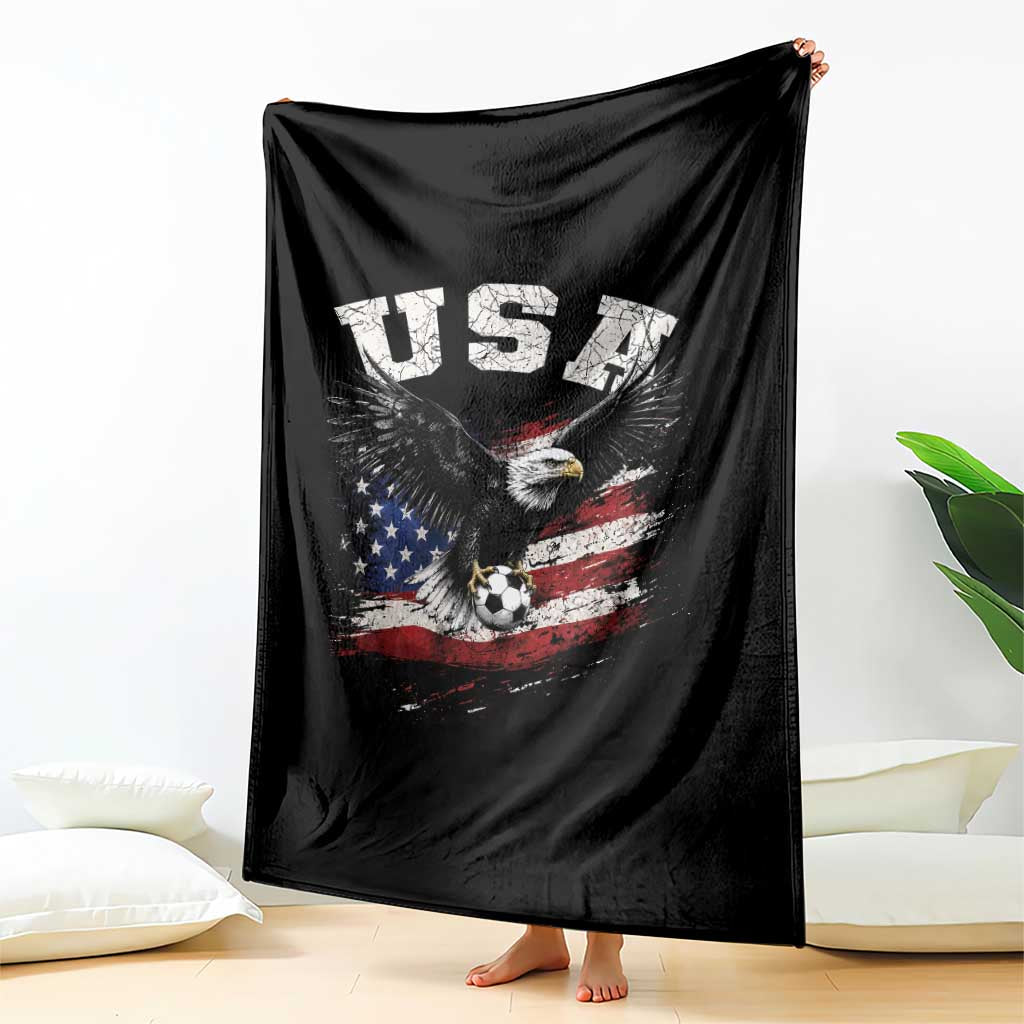 USA Soccer Bald Eagle American Flag Vintage Throw Blanket TS14 Print Your Wear