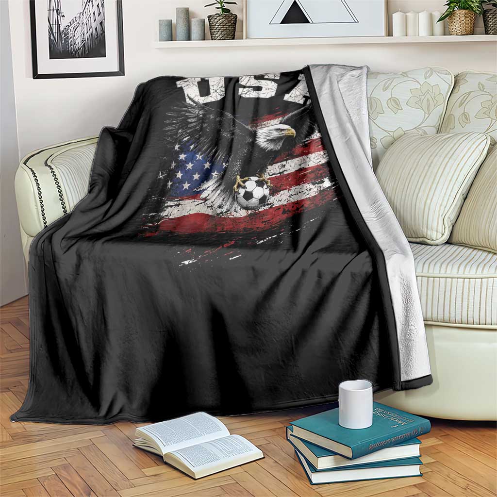 USA Soccer Bald Eagle American Flag Vintage Throw Blanket TS14 Print Your Wear