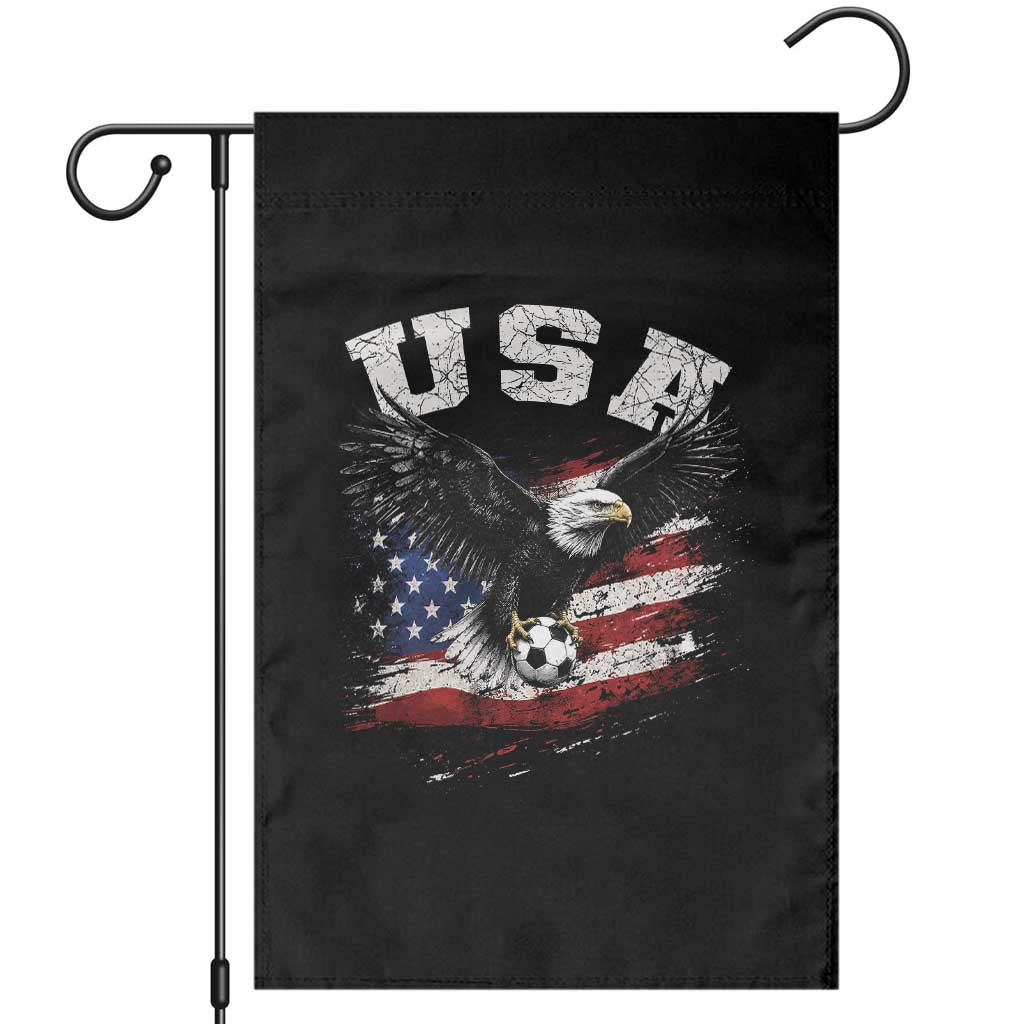 USA Soccer Bald Eagle American Flag Vintage Garden Flag TS14 Black Print Your Wear