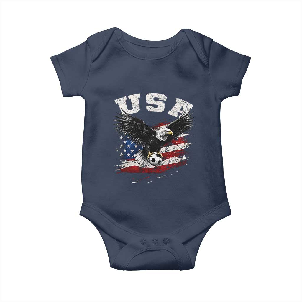 USA Soccer Bald Eagle American Flag Vintage Baby Onesie