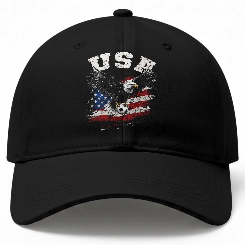 USA Soccer Bald Eagle American Flag Vintage Baseball Cap TS14 Print Your Wear
