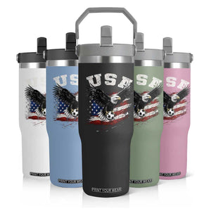 USA Soccer Bald Eagle American Flag Vintage Flip Straw Tumbler TS14 Print Your Wear