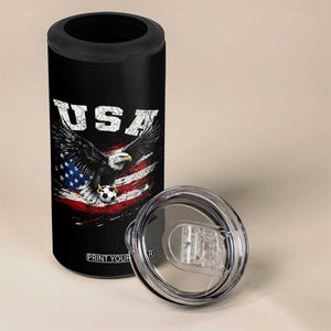 USA Soccer Bald Eagle American Flag Vintage 4 in 1 Can Cooler Tumbler TS14 Print Your Wear