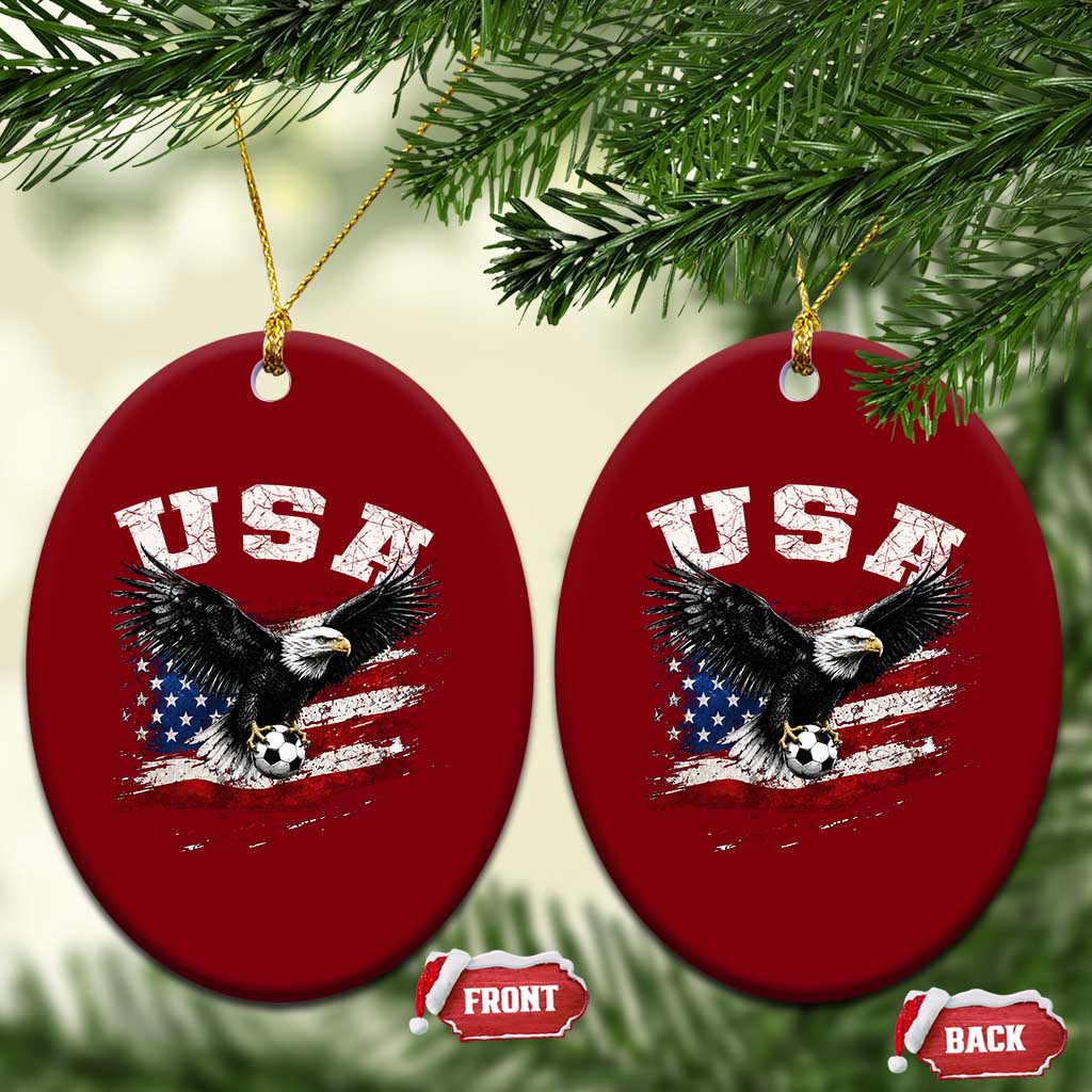 USA Soccer Bald Eagle American Flag Vintage Ceramic Ornament