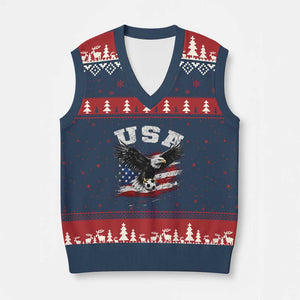 USA Soccer Bald Eagle American Flag Vintage V-Neck Knit Sweater Vest
