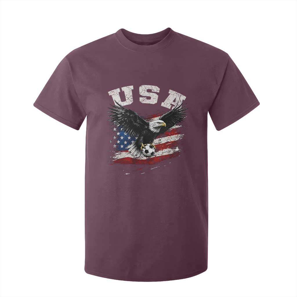 USA Soccer Bald Eagle American Flag Vintage T Shirt For Kid