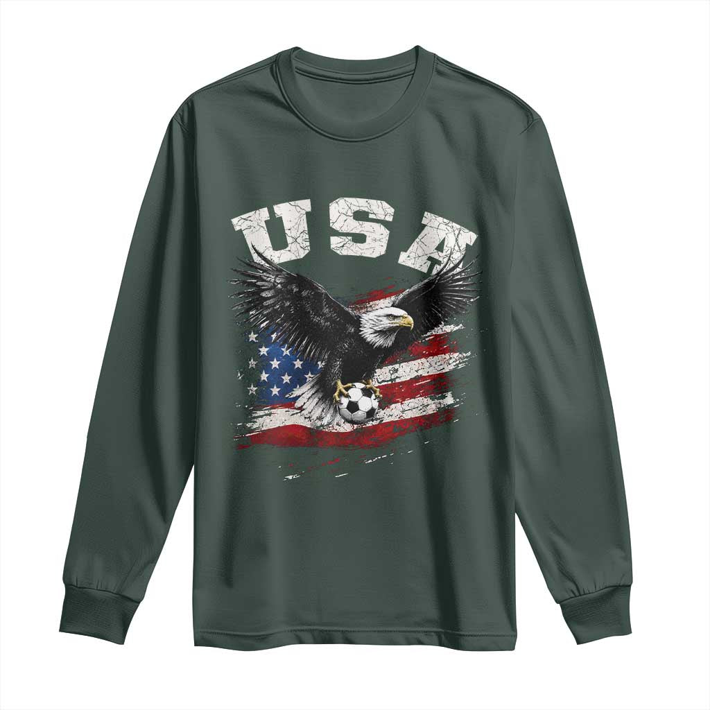 USA Soccer Bald Eagle American Flag Vintage Long Sleeve Shirt