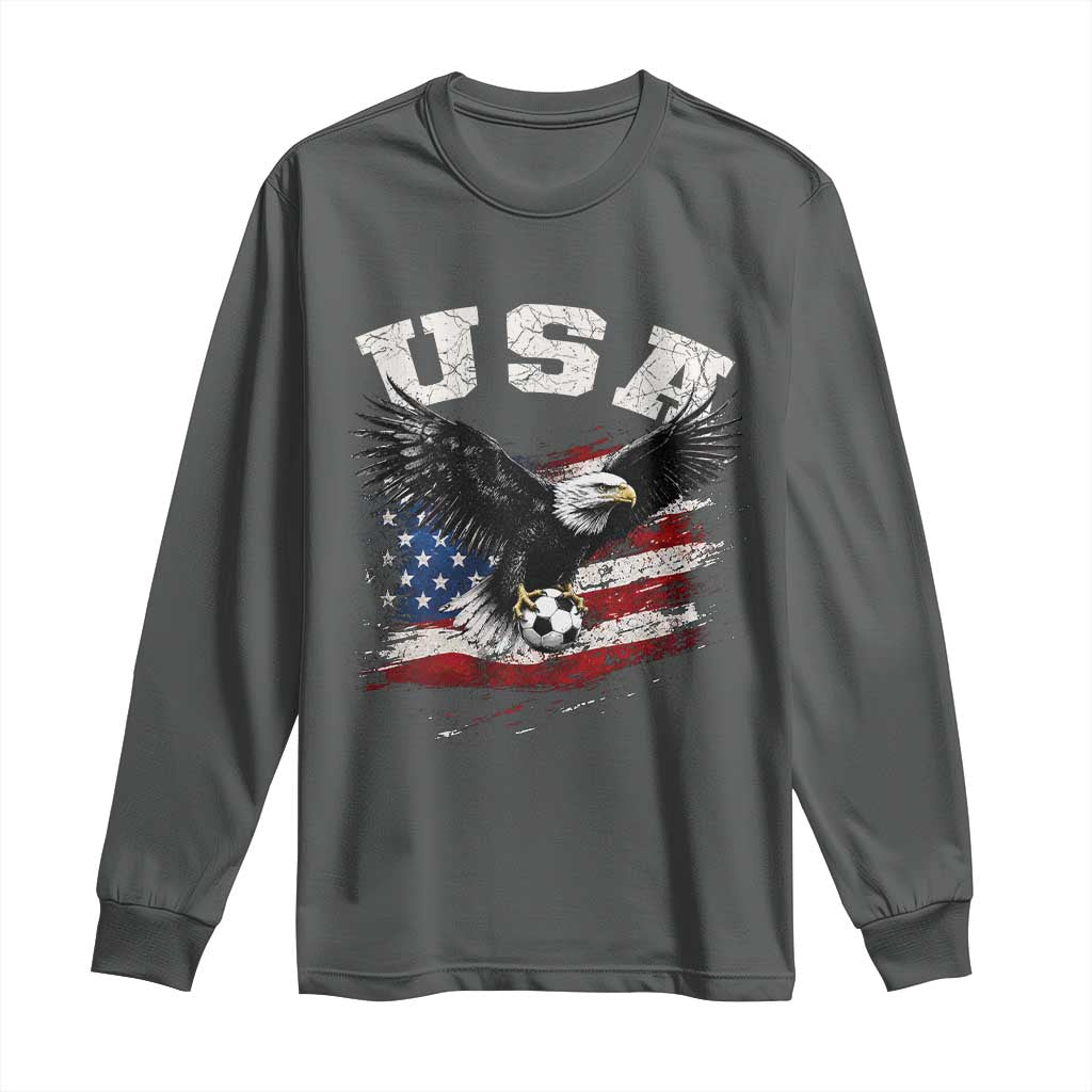 USA Soccer Bald Eagle American Flag Vintage Long Sleeve Shirt