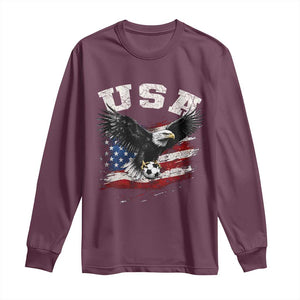 USA Soccer Bald Eagle American Flag Vintage Long Sleeve Shirt