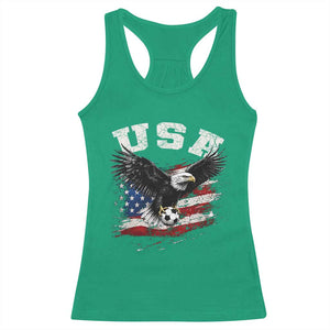 USA Soccer Bald Eagle American Flag Vintage Racerback Tank Top
