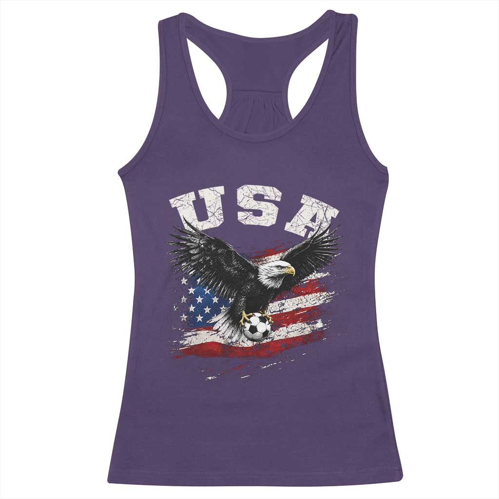USA Soccer Bald Eagle American Flag Vintage Racerback Tank Top
