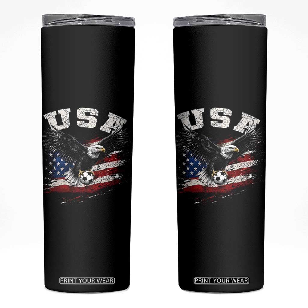 USA Soccer Bald Eagle American Flag Vintage Skinny Tumbler TS14 Black Print Your Wear