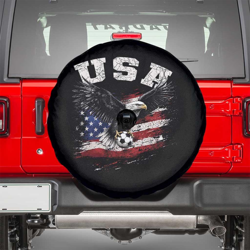 USA Soccer Bald Eagle American Flag Vintage Spare Tire Cover TS14 Black Print Your Wear