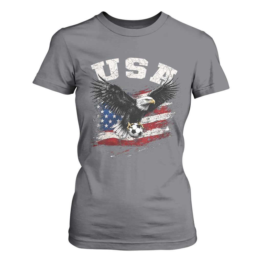 USA Soccer Bald Eagle American Flag Vintage T Shirt For Women