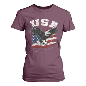 USA Soccer Bald Eagle American Flag Vintage T Shirt For Women