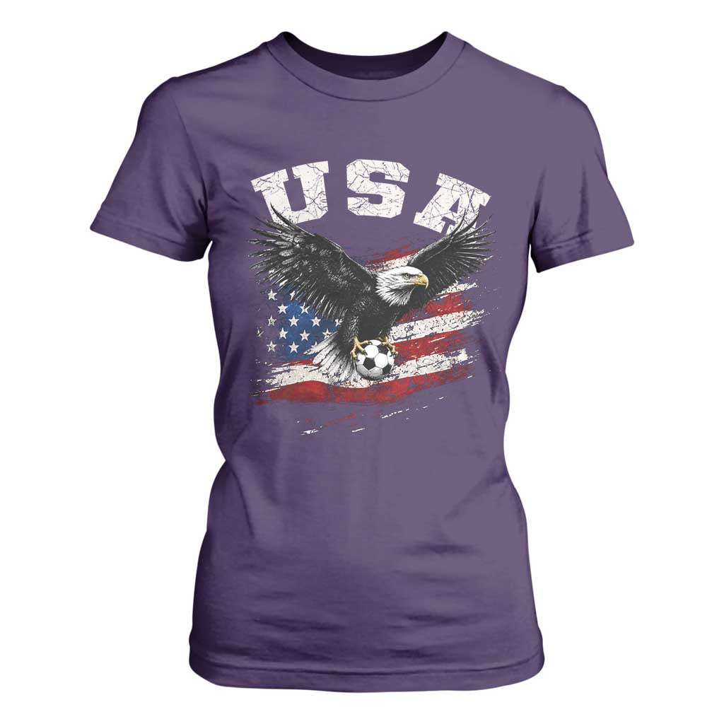 USA Soccer Bald Eagle American Flag Vintage T Shirt For Women
