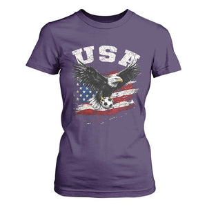 USA Soccer Bald Eagle American Flag Vintage T Shirt For Women