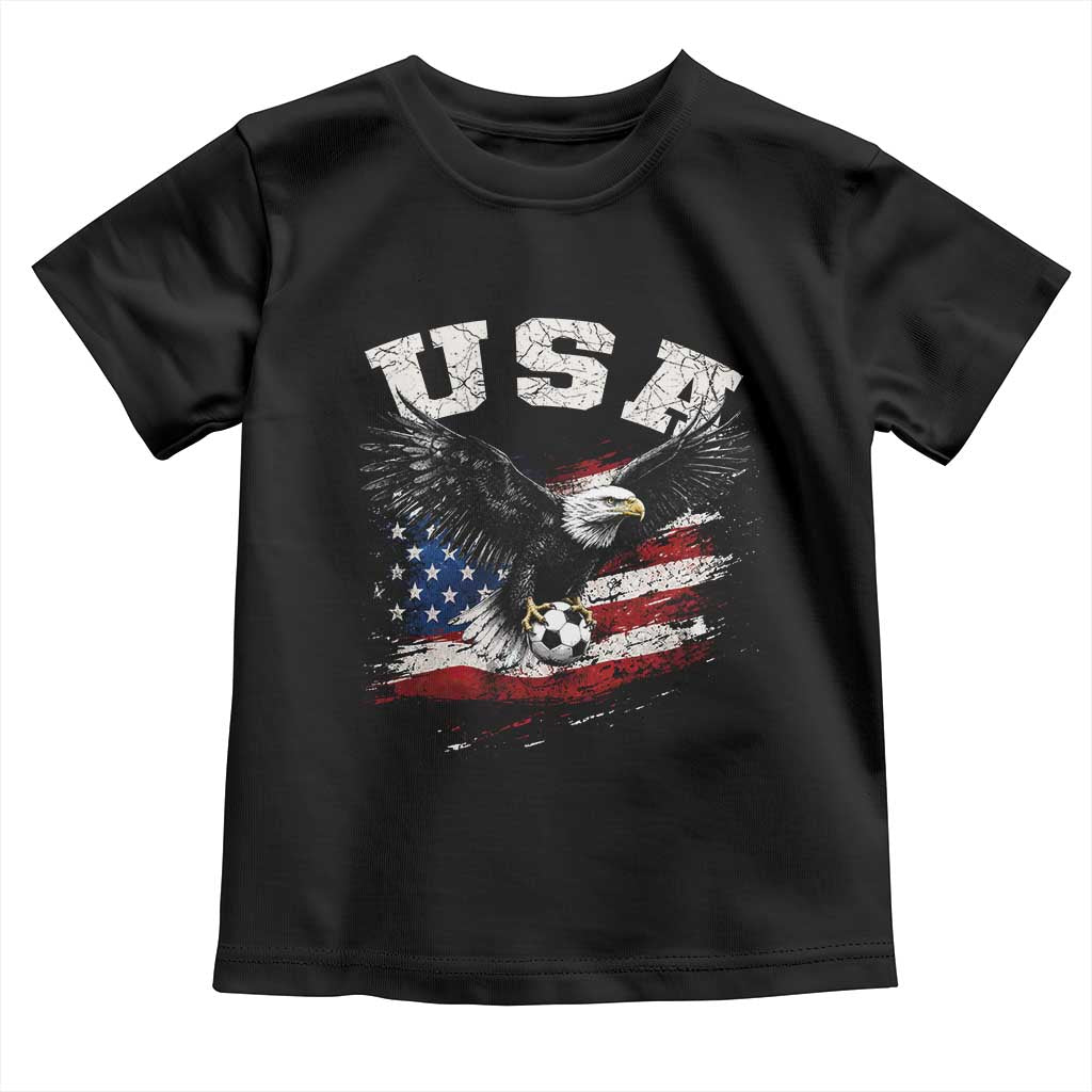 USA Soccer Bald Eagle American Flag Vintage Toddler T Shirt TS14 Black Print Your Wear