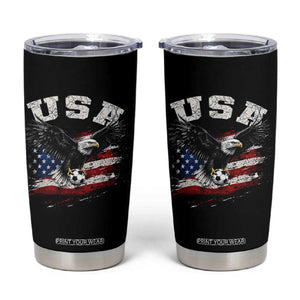 USA Soccer Bald Eagle American Flag Vintage Tumbler Cup TS14 Black Print Your Wear