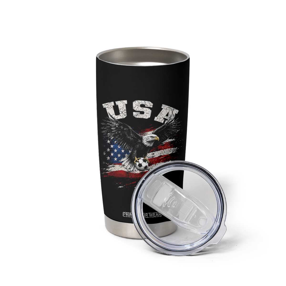USA Soccer Bald Eagle American Flag Vintage Tumbler Cup TS14 Print Your Wear