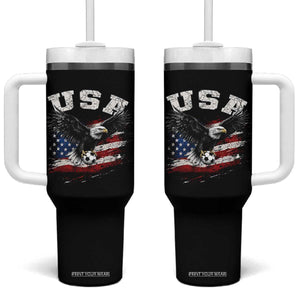 USA Soccer Bald Eagle American Flag Vintage Tumbler With Handle TS14 One Size: 40 oz Black Print Your Wear