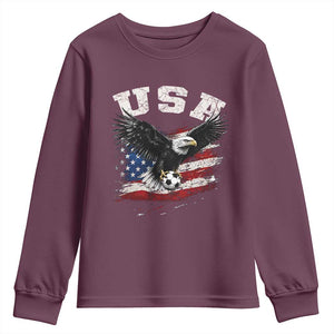 USA Soccer Bald Eagle American Flag Vintage Youth Sweatshirt