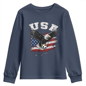 USA Soccer Bald Eagle American Flag Vintage Youth Sweatshirt