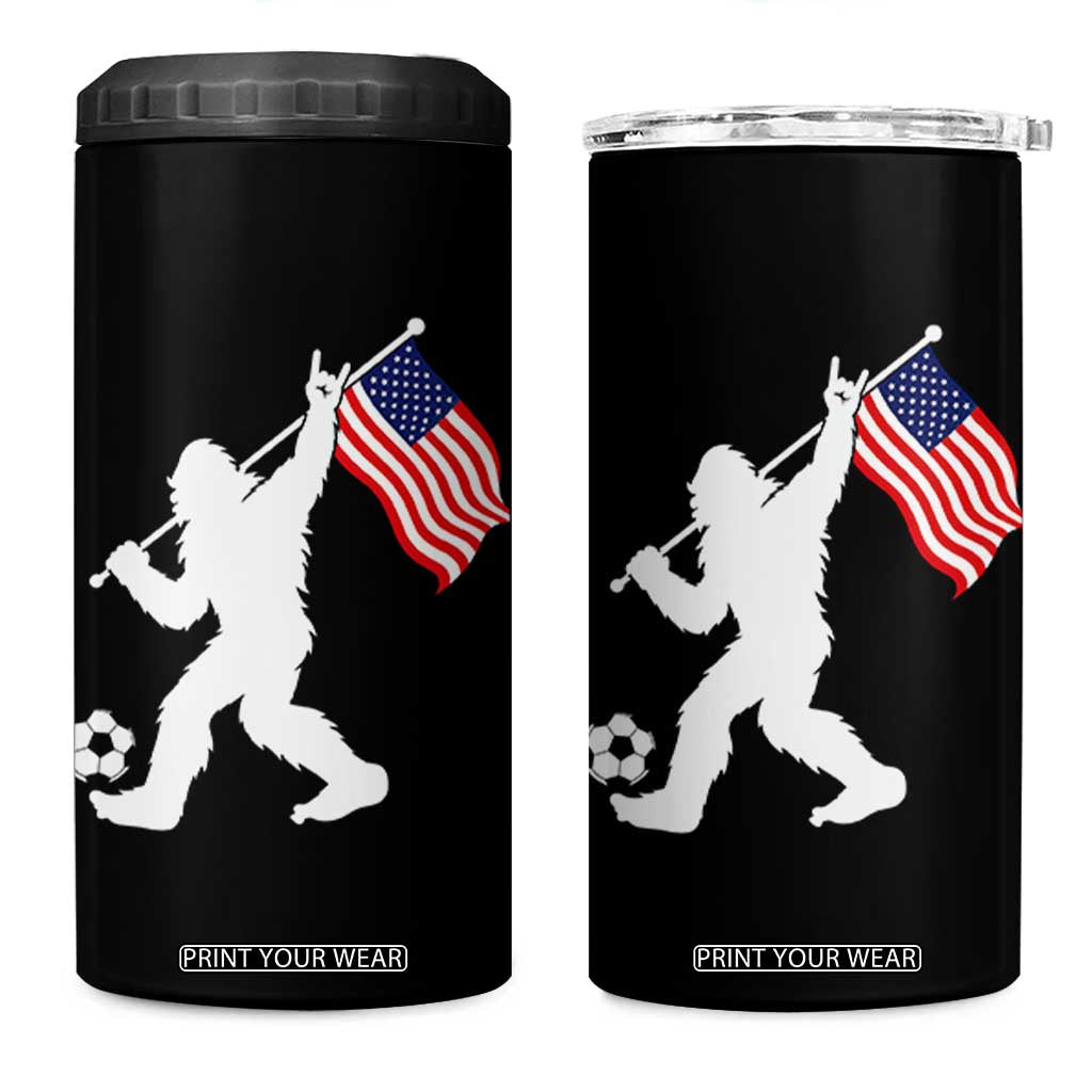 USA Soccer Bigfoot American Flag Fan 4 in 1 Can Cooler Tumbler TS14 One Size: 16 oz Black Print Your Wear