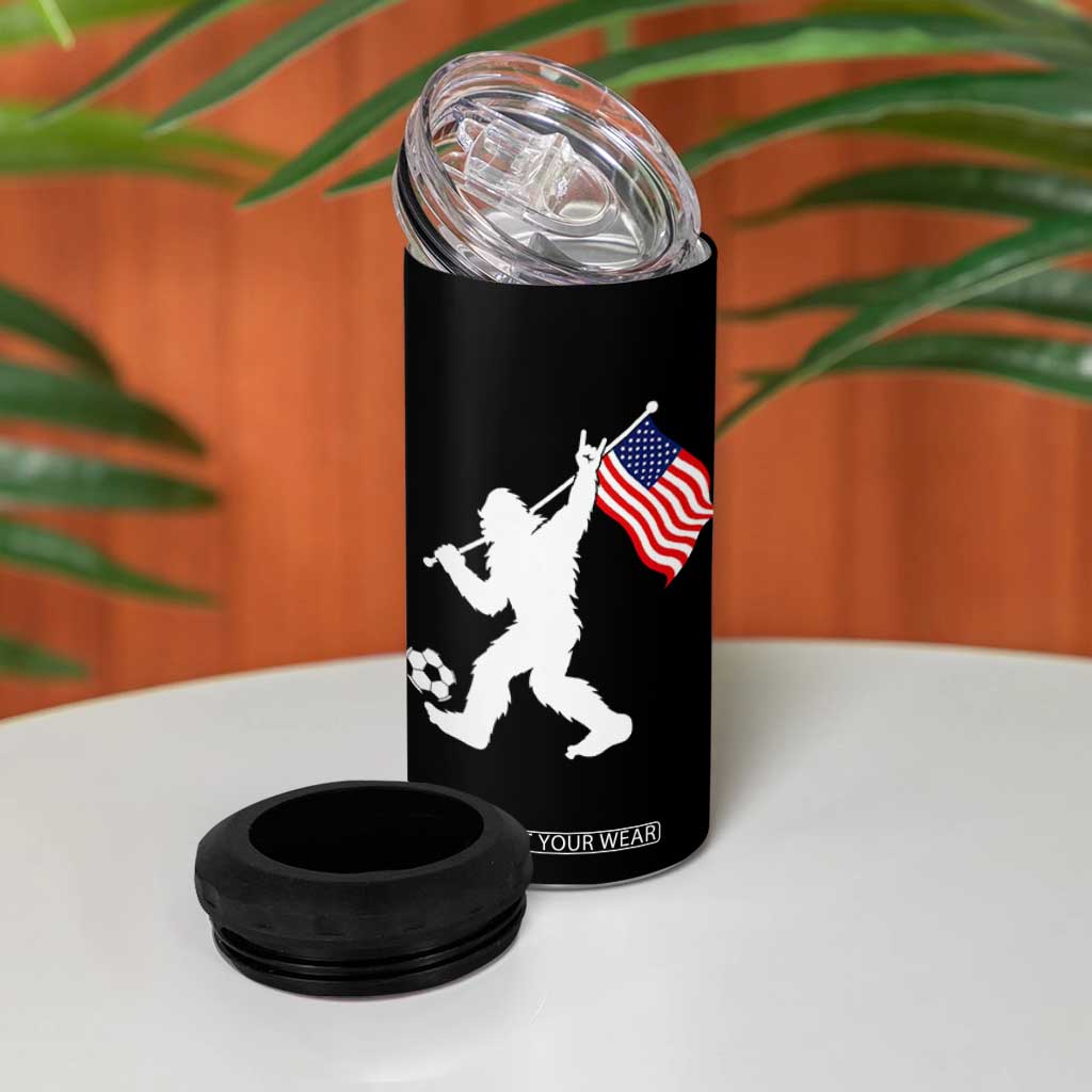 USA Soccer Bigfoot American Flag Fan 4 in 1 Can Cooler Tumbler TS14 Print Your Wear