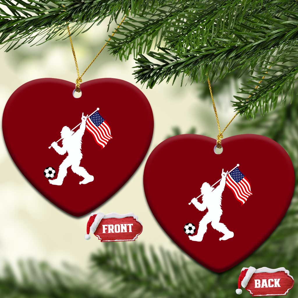 USA Soccer Bigfoot American Flag Fan Ceramic Ornament