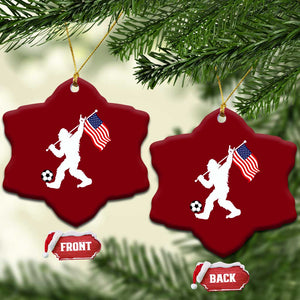 USA Soccer Bigfoot American Flag Fan Ceramic Ornament