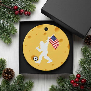 USA Soccer Bigfoot American Flag Fan Ceramic Ornament
