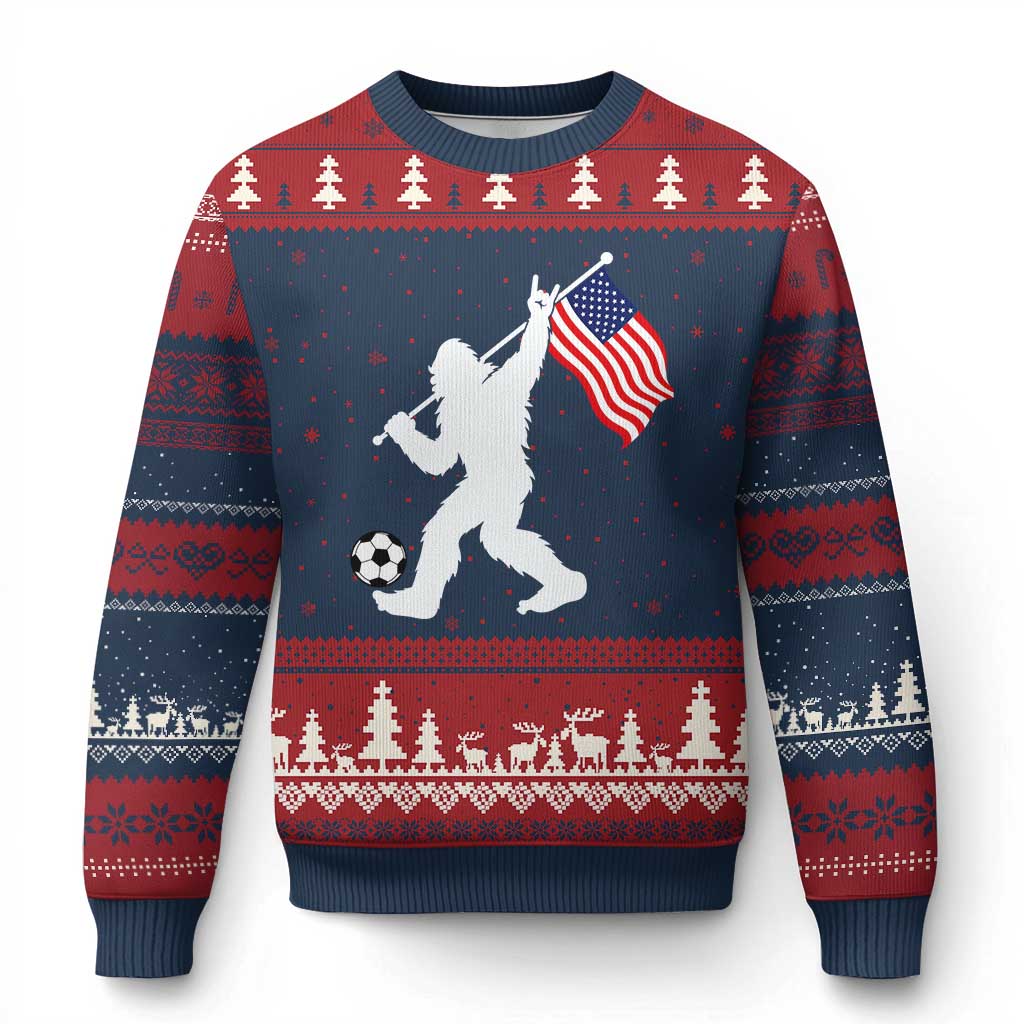 USA Soccer Bigfoot American Flag Fan Ugly Christmas Sweater