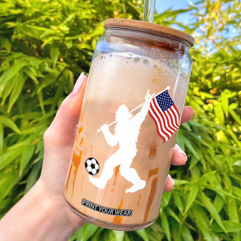 USA Soccer Bigfoot American Flag Fan Glass Can TS14 Black Print Your Wear