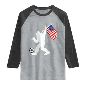 USA Soccer Bigfoot American Flag Fan Raglan Shirt