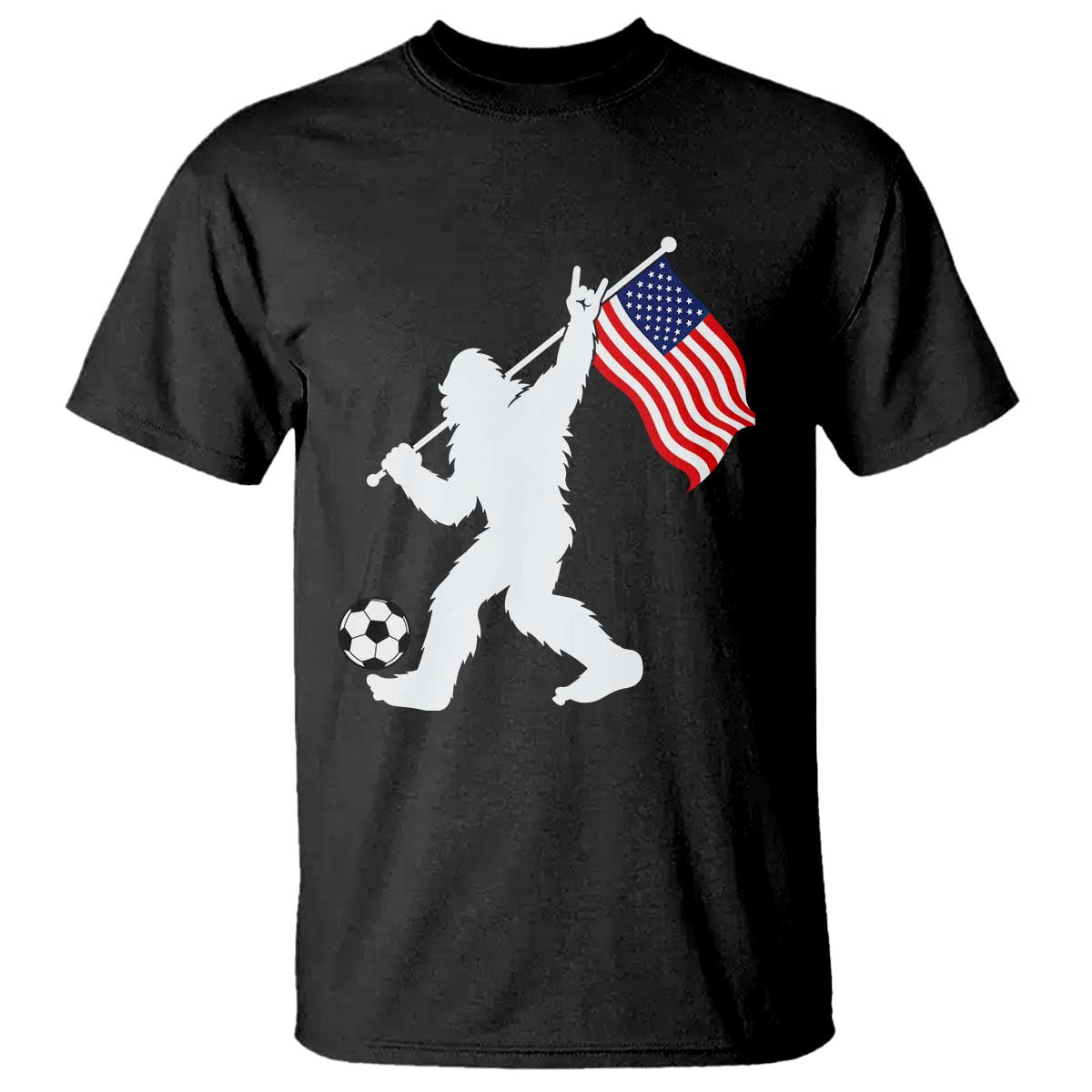 USA Soccer Bigfoot American Flag Fan T Shirt TS14 Black Print Your Wear