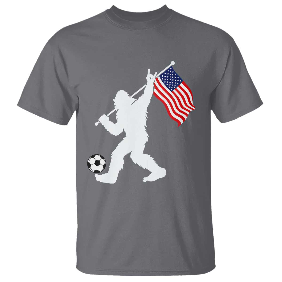 USA Soccer Bigfoot American Flag Fan T Shirt