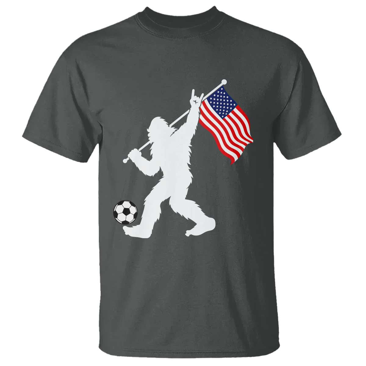 USA Soccer Bigfoot American Flag Fan T Shirt