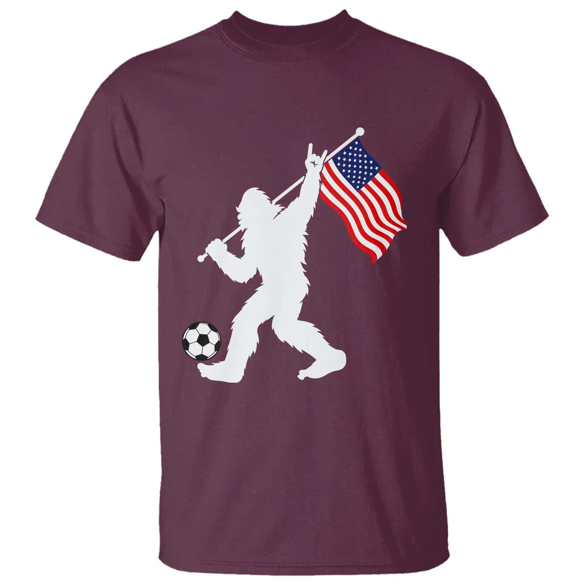 USA Soccer Bigfoot American Flag Fan T Shirt