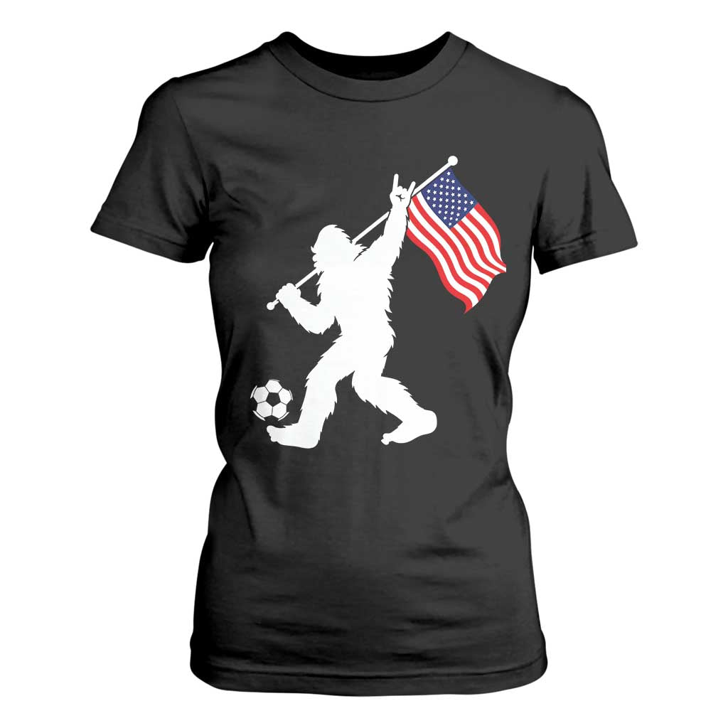 USA Soccer Bigfoot American Flag Fan T Shirt For Women