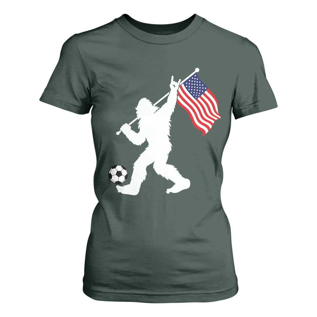 USA Soccer Bigfoot American Flag Fan T Shirt For Women