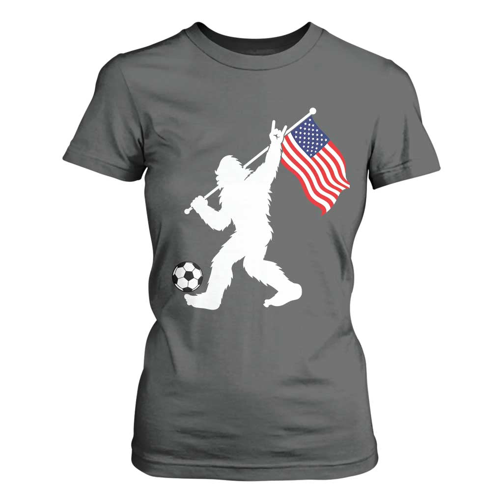 USA Soccer Bigfoot American Flag Fan T Shirt For Women