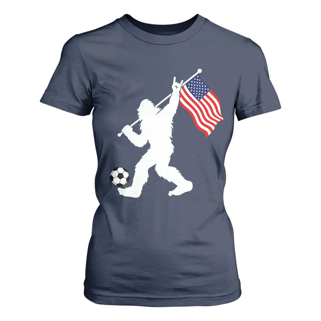 USA Soccer Bigfoot American Flag Fan T Shirt For Women