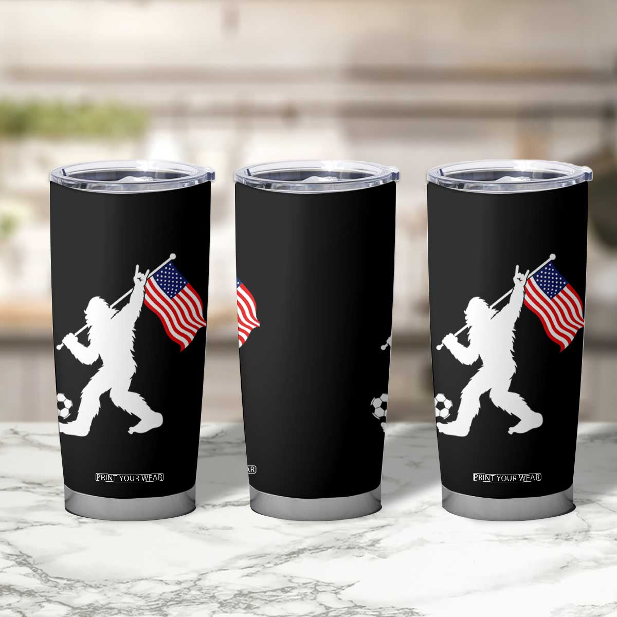 USA Soccer Bigfoot American Flag Fan Tumbler Cup TS14 Print Your Wear