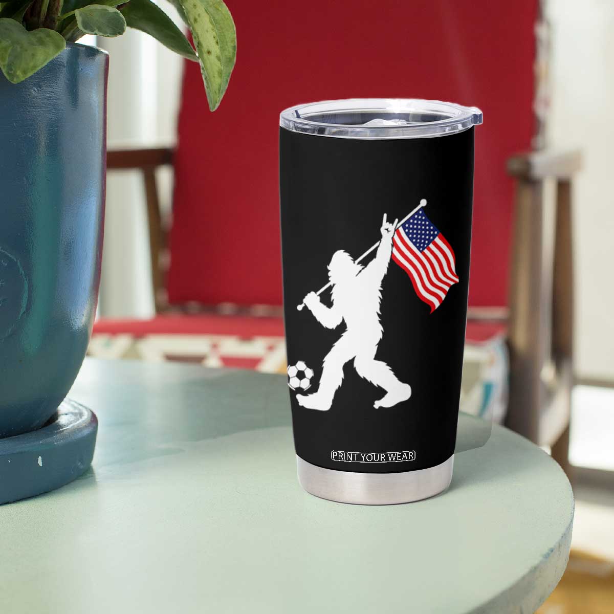 USA Soccer Bigfoot American Flag Fan Tumbler Cup TS14 Print Your Wear