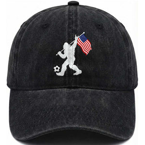 USA Soccer Bigfoot American Flag Fan Washed Cotton Baseball Cap