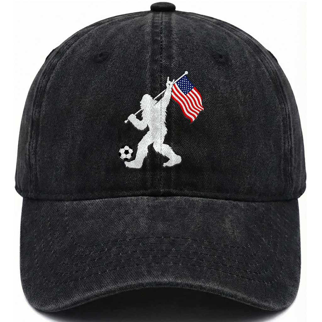 USA Soccer Bigfoot American Flag Fan Washed Cotton Baseball Cap TS14 Print Your Wear