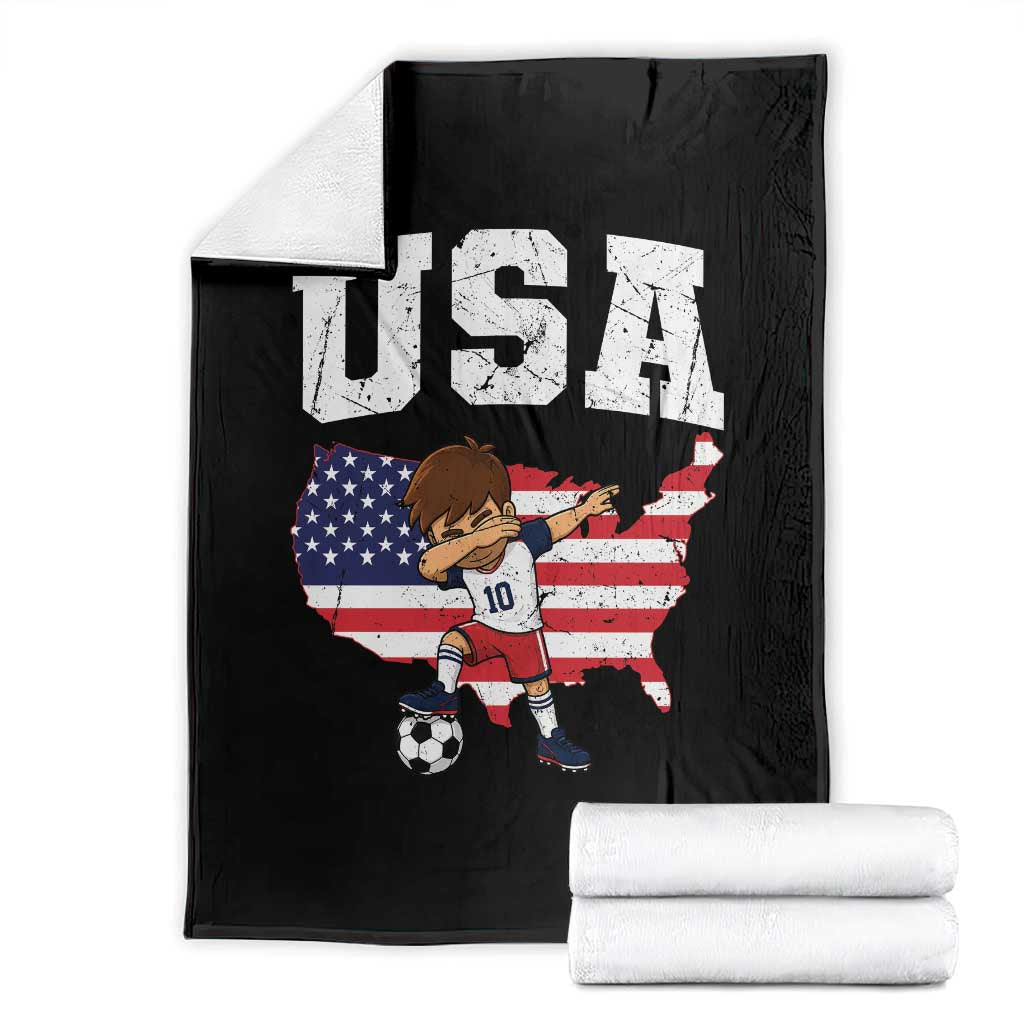 USA Soccer Dabbing Boy American Flag Fan Throw Blanket TS14 Black Print Your Wear