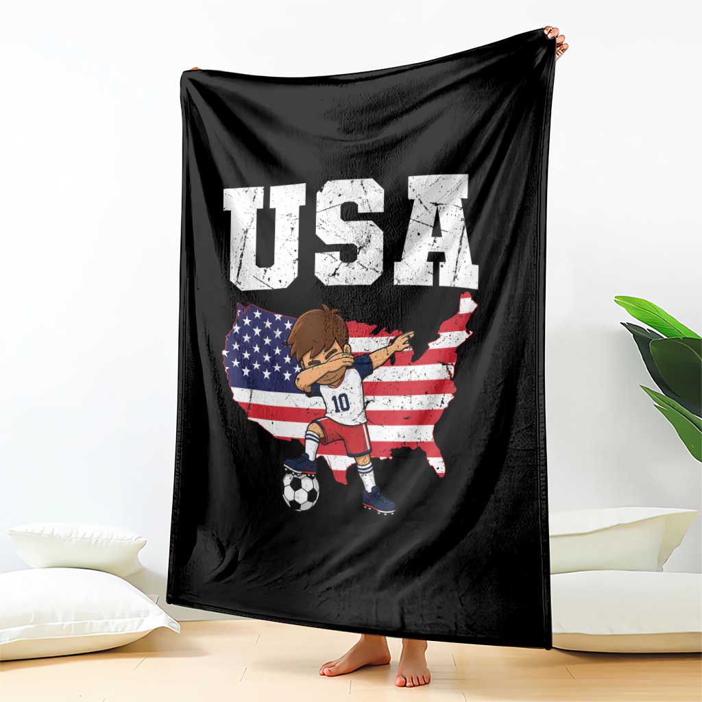 USA Soccer Dabbing Boy American Flag Fan Throw Blanket TS14 Print Your Wear